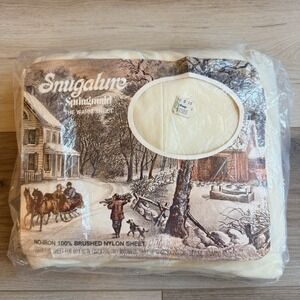Snugnalure Vintage SpringMaid Flat Sheet Queen Size Cream